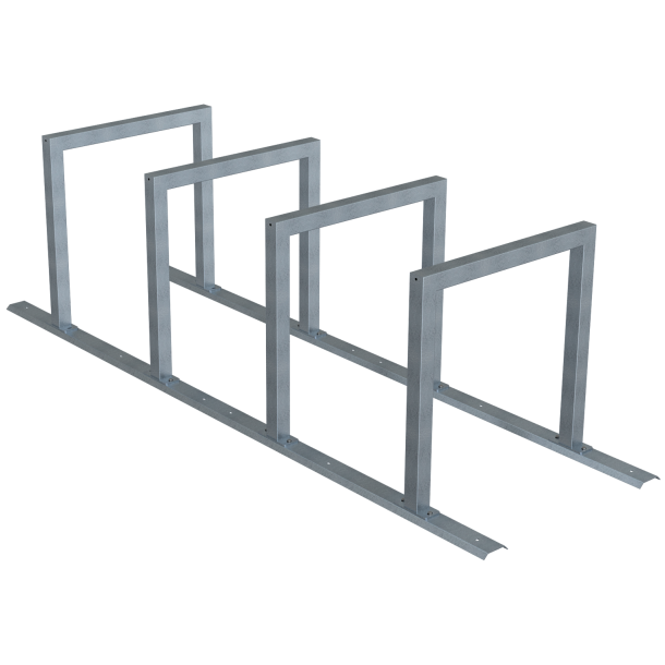 Bicycle rack - row arrangement | lean-on hoop made of steel tube 60 x 60 mm | hot-dip galvanized | for 4 bicycles